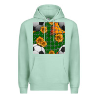 Seafoam soccer balls and sunflowers with goal nets seamless pattern Premium Hoodie - BundleAndBundleShop