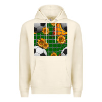 Tofu soccer balls and sunflowers with goal nets seamless pattern Premium Hoodie - BundleAndBundleShop