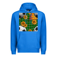 True Royal soccer balls and sunflowers with goal nets seamless pattern Premium Hoodie - BundleAndBundleShop