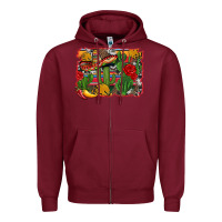 Burgundy mexican cacti background Zipper Hoodie - Artiststas