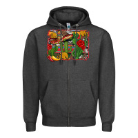 Charcoal Heather mexican cacti background Zipper Hoodie - Artiststas