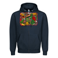 Navy mexican cacti background Zipper Hoodie - Artiststas