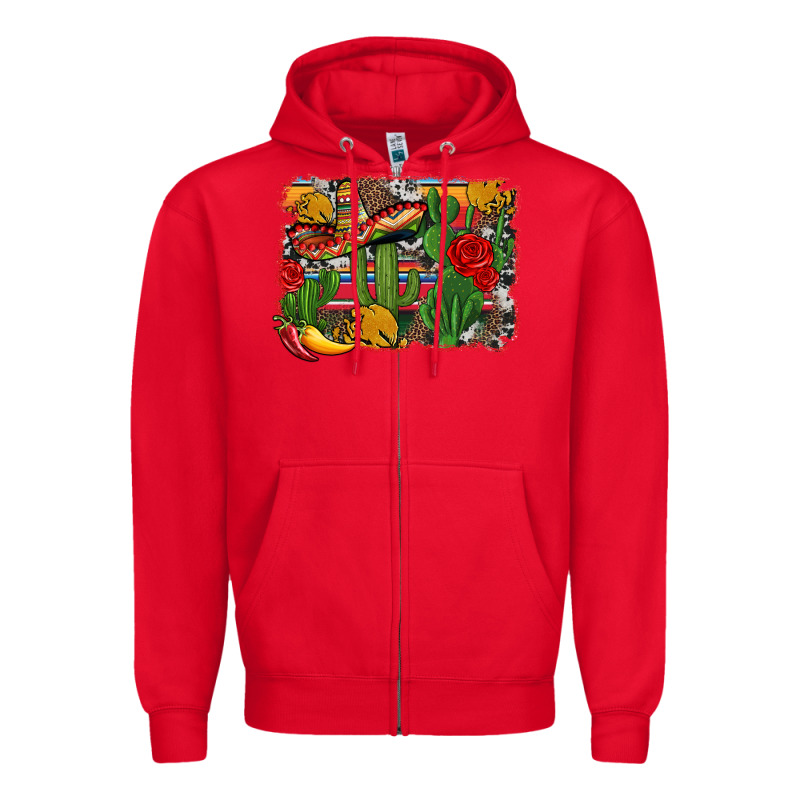 Mexican Cacti Background Zipper Hoodie by Artiststas | Teevron