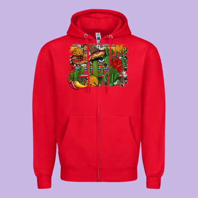 Mexican Cacti Background Zipper Hoodie Designed By Artiststas