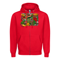 Red mexican cacti background Zipper Hoodie - Artiststas