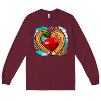 Burgundy teacher heart pen Long Sleeve Tee - AdoDesignShop