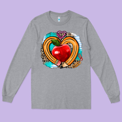 Teacher Heart Pen Long Sleeve Tee Designed By Adodesignshop