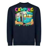 Navy camping is my happy place Heavyweight Sweatshirt - texasbilliewilder