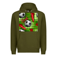 Army Green soccer shoes goal seamless pattern Premium Hoodie - BundleAndBundleShop