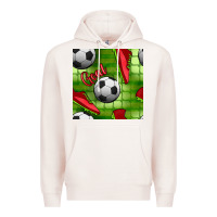 Pale Pink soccer shoes goal seamless pattern Premium Hoodie - BundleAndBundleShop