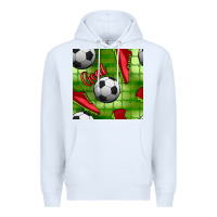 White soccer shoes goal seamless pattern Premium Hoodie - BundleAndBundleShop