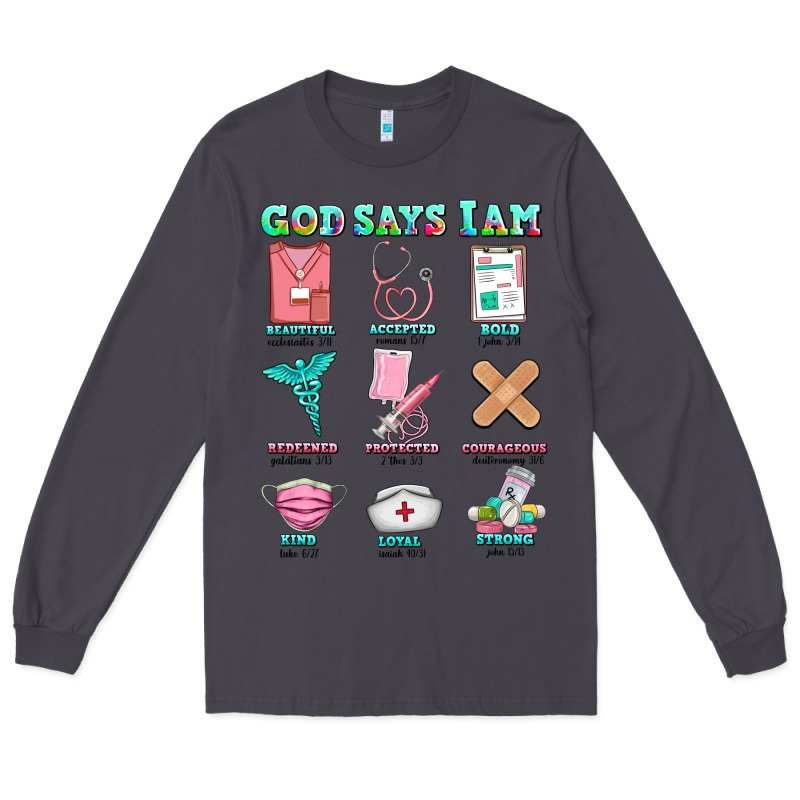 Nurse God Says I Am  Nurse Elements Long Sleeve Tee by AdoDesignShop | Teevron