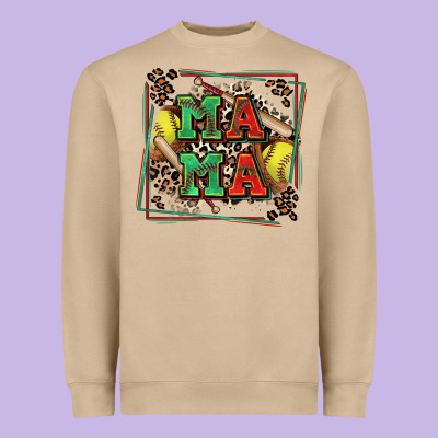 Softball Mama With Leopard Heavyweight Sweatshirt Designed By Zillion Design Studio