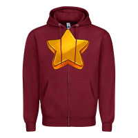 Burgundy 3d golden stars Zipper Hoodie - AdoDesignShop