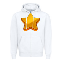 White 3d golden stars Zipper Hoodie - AdoDesignShop
