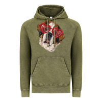 Vintage Olive saint bernard with love glasses Vintage Hoodie - RanaPortraitStore