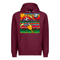 Burgundy soccer winner cup and vuvuzela with serape seamless pattern Premium Hoodie - BundleAndBundleShop