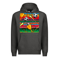 Charcoal Heather soccer winner cup and vuvuzela with serape seamless pattern Premium Hoodie - BundleAndBundleShop