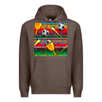Coffee soccer winner cup and vuvuzela with serape seamless pattern Premium Hoodie - BundleAndBundleShop