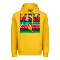 Lemon soccer winner cup and vuvuzela with serape seamless pattern Premium Hoodie - BundleAndBundleShop