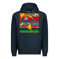 Navy soccer winner cup and vuvuzela with serape seamless pattern Premium Hoodie - BundleAndBundleShop