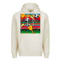Oatmeal Heather soccer winner cup and vuvuzela with serape seamless pattern Premium Hoodie - BundleAndBundleShop