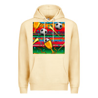 Pina Colada soccer winner cup and vuvuzela with serape seamless pattern Premium Hoodie - BundleAndBundleShop