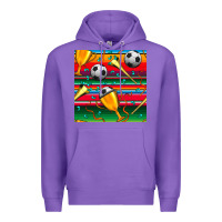 Purple soccer winner cup and vuvuzela with serape seamless pattern Premium Hoodie - BundleAndBundleShop