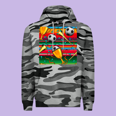 Soccer Winner Cup And Vuvuzela With Serape Seamless Pattern Premium Hoodie Designed By Bundleandbundleshop