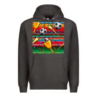 Smoke soccer winner cup and vuvuzela with serape seamless pattern Premium Hoodie - BundleAndBundleShop
