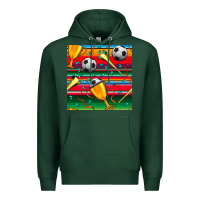 Sports Green soccer winner cup and vuvuzela with serape seamless pattern Premium Hoodie - BundleAndBundleShop