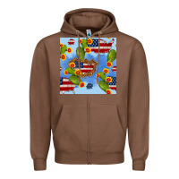Chestnut usa map cactus and sunflower seamless pattern Zipper Hoodie - BundleAndBundleShop