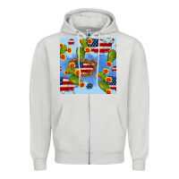 Dove Grey usa map cactus and sunflower seamless pattern Zipper Hoodie - BundleAndBundleShop
