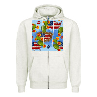 Oatmeal Heather usa map cactus and sunflower seamless pattern Zipper Hoodie - BundleAndBundleShop
