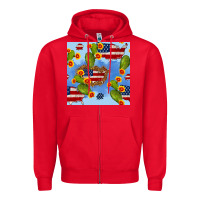 Red usa map cactus and sunflower seamless pattern Zipper Hoodie - BundleAndBundleShop