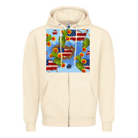 Sandshell usa map cactus and sunflower seamless pattern Zipper Hoodie - BundleAndBundleShop