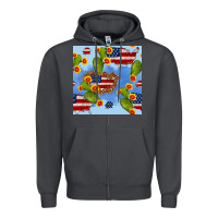 Smoke usa map cactus and sunflower seamless pattern Zipper Hoodie - BundleAndBundleShop