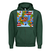 Sports Green usa map cactus and sunflower seamless pattern Zipper Hoodie - BundleAndBundleShop