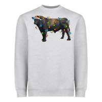 Christmas Black Angus Bull With Christmas Lights Heavyweight Sweatshirt | Teevron