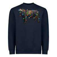 Navy christmas black angus bull with christmas lights Heavyweight Sweatshirt - RanaPortraitStore