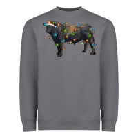 Storm christmas black angus bull with christmas lights Heavyweight Sweatshirt - RanaPortraitStore