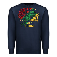 Navy black history honoring the past inspiring the futu Premium Sweatshirt - MaliasSmallBusiness