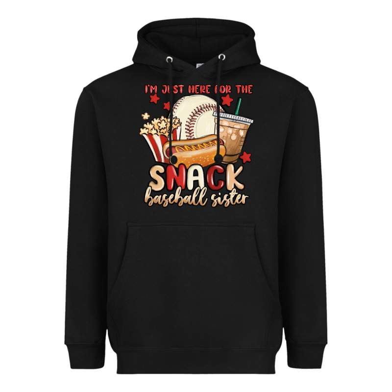I'm Just Here For The Snack Baseball Sister Heavyweight Hoodie by MaliasSmallBusiness | Teevron