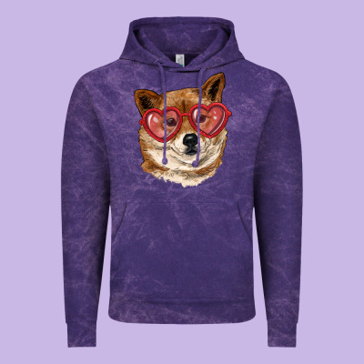 Vintage Hoodie shiba inu with love glasses
