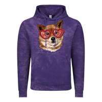 Cloud Purple shiba inu with love glasses Vintage Hoodie - RanaPortraitStore