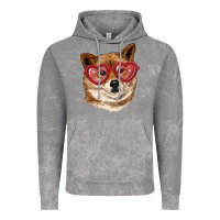 Cloud Rock shiba inu with love glasses Vintage Hoodie - RanaPortraitStore