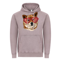Vintage Zinc shiba inu with love glasses Vintage Hoodie - RanaPortraitStore