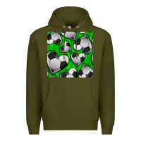 Army Green soccer hearts seamless pattern Premium Hoodie - BundleAndBundleShop