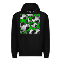 Black soccer hearts seamless pattern Premium Hoodie - BundleAndBundleShop