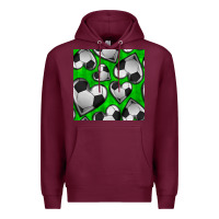 Burgundy soccer hearts seamless pattern Premium Hoodie - BundleAndBundleShop